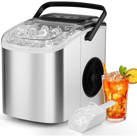 Ice Maker Machine 9 Cubes in 6 Minutes,2 Sizes of Bullet Shape Portable Ice Cube Maker Self-Cleaning (1/5)