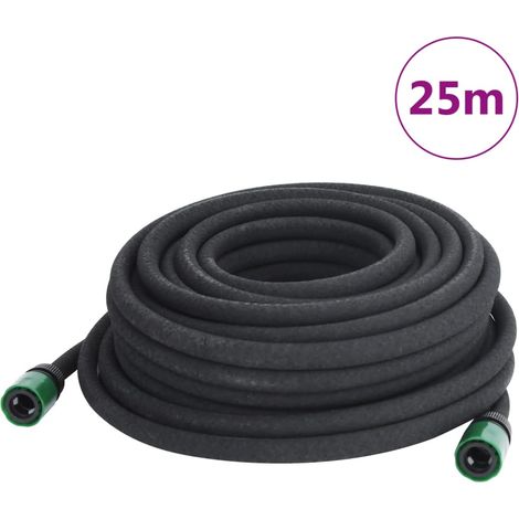 Tubo di Irrigazione da Giardino Nero 0,6" 25 m in Gomma vidaXL