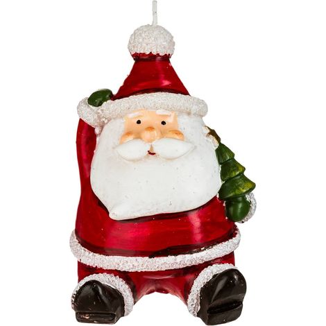 Kerze Weihnachtsmann sitzend mit Tannenbaum 120 gr - Feeric lights & christmas