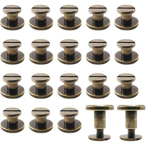 Rivet a Visser fer Jeux de Rivets Laiton Rivets Rivets Cuir Rivet en Métal,pour Le Cuir Fait à La Main Artisanat et Reliure 20 Paires (9x5mm) (1/5)