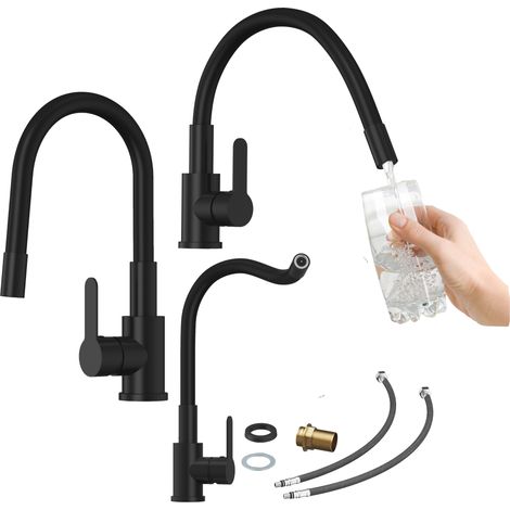 Mitigeur de cuisine Grado Granitan avec bec flexible Noir (1/5)