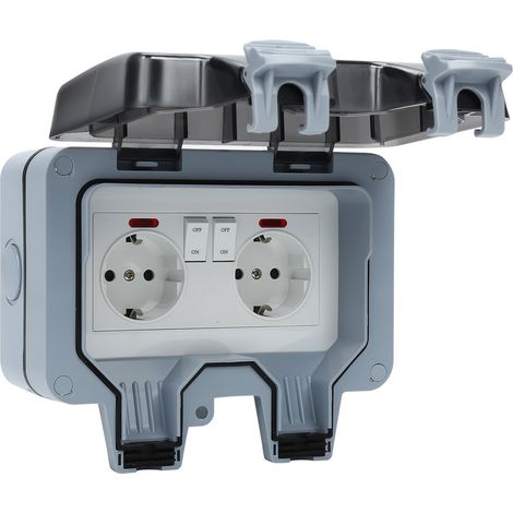 Doppelte Außensteckdose – IP66-Steckdose – Wasserdichte Außensteckdose – Außensteckdose – Inklusive Kabelstecker – und staubdichte Wandsteckdose (1/5)