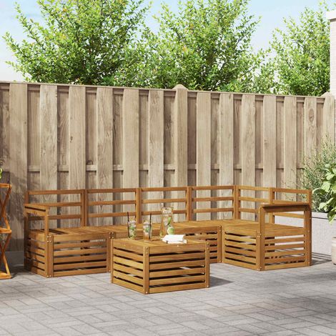vidaXL Set divano sezionale 6 pcs Naturale Legno di Acacia