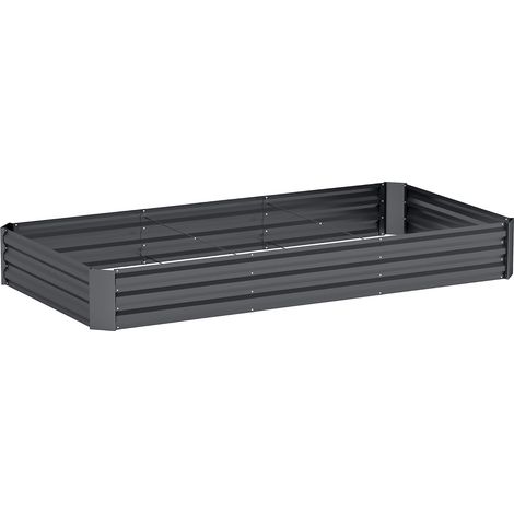 GagaJardinière extérieure carré potager galvanisée avec bordure de sécurité et fond ouvert 240 x 120 x 30 cm gris foncé (1/5)