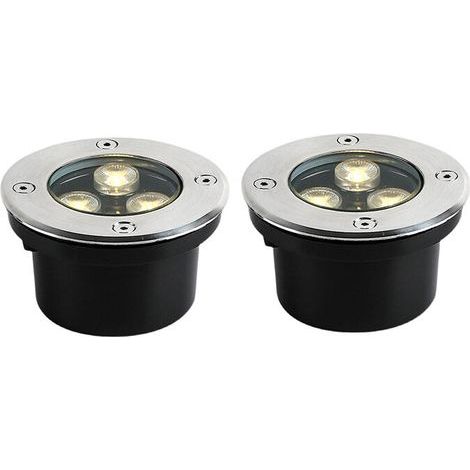 Spots encastrés d'extérieur, lot de 2, 3 W, IP65, éclairage de jardin pour allée, cour, garage, 230 V, blanc chaud (1/4)