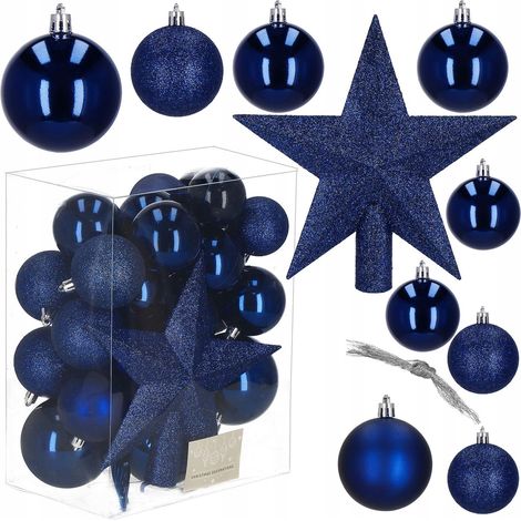 PALLINE PER ALBERO DI NATALE ADDOBBO 33 PEZZI NATALIZI 8/6/5 SET INDESTRUTTIBILI + STELLA