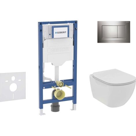 Geberit Duofix - Set Vorwandelement, Tesi-WC mit Softclose-Sitz und Sigma30-Betätigungsplatte, Chrom glänzend/Chrom matt SANI11CD1113 (1/5)