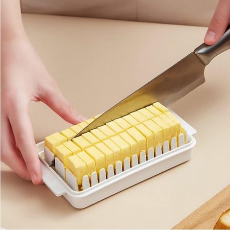 Lntyq Beurrier avec couvercle et étui de découpe, beurrier avec couvercles pour tous vos besoins de cuisson – Réfrigérateur de fromage, trancheuse à beurre cuit, 16,5 x 9,5 x 5 cm (1/5)