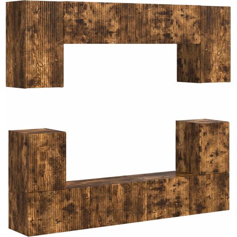 Ensemble meuble TV 5 pcs Chêne fumé Bois d'ingénierie