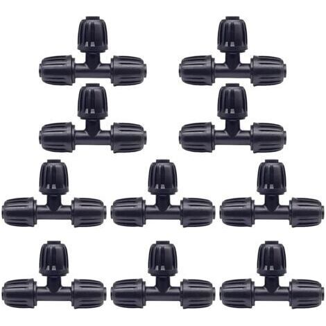 Confezione da 10 raccordi per tubo da giardino, adattatore a 3 vie in plastica da 16 mm per rubinetto