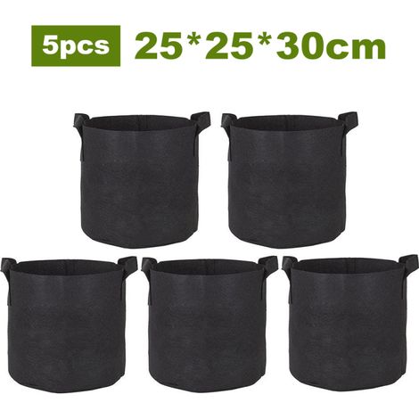 Bolsa de cultivo para patatas, maceta de tela no tejida transpirable, para hortalizas como tomates, zanahorias y cebollas, color negro, 25x25x30cm (1/5)