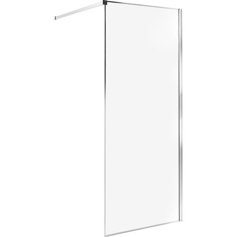 Mampara de ducha baño de vidrio templado sin puerta plateado 80 x 190 cm Waspam (1/5)