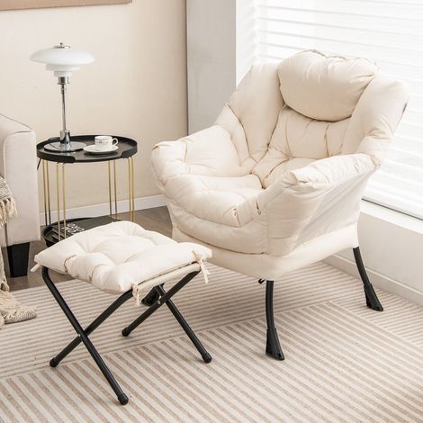 Lazy Chair with Ottoman Modern Leisure Reading Chair Lounge Chair with Pillow (1/5)