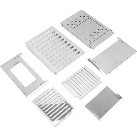 Grille de barbecue en acier inoxydable de type carte, mini réchaud à bois portable et détachable pour le camping et les activités de plein air. (1/5)
