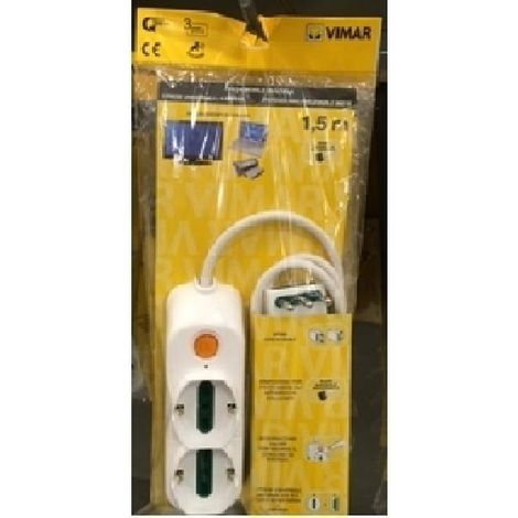 Vimar multipresa 2 schuko + 4 bipasso + cavo + interruttore colore bianco fp00523.c.b (1/2)
