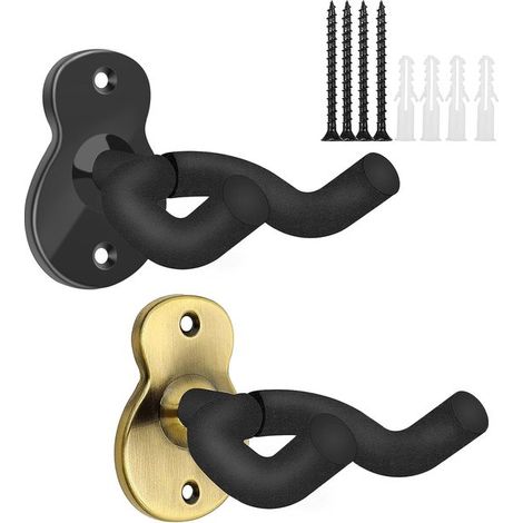 Soporte de pared para guitarra de 2 piezas, colgador de guitarra, accesorios para guitarra, soporte para guitarra y ukelele, montaje en pared, gancho para guitarra, apto para guitarras acústicas, bajo (1/2)