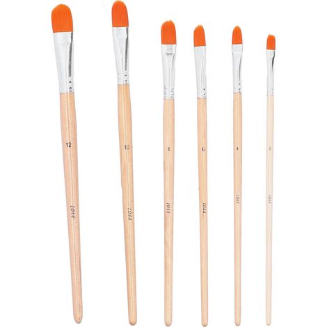 6Pcs Oil Painting Brushes Set Nylon Hair Wooden Handle Acrylic Watercolor Paint Brushes6Pcs Round Head (1/5)