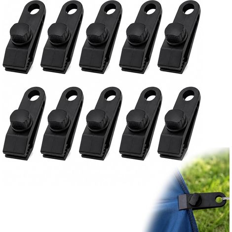 Lot de 10 Clips de Fixation en Plastique pour bâche, Tente de Camping, auvents, voiles d’ombrage, bâches de Piscine, Accessoires légers, antidérapants, réglables, durables (1/5)