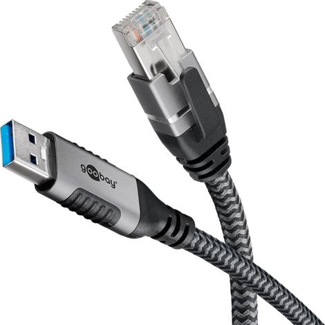 Cavo Ethernet da USB-A 3.0 a RJ45, 2 m, collega router, modem o switch di rete alla porta USB-A di un laptop, tablet o smartphone. Lunghezza del Cavo 2 m
