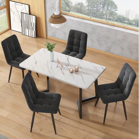 Esszimmerstuhl 4er-Set 44 x 41 x 86 cm, dunkelgrau, Samt, Metall HAVRYA (1/5)