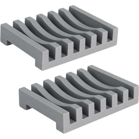 Set mit 2 langen und robusten Silikon-Seifenschalen mit selbstentleerendem Ablauf- und Trocknungsdesign für Küche und Duschraum (1/4)
