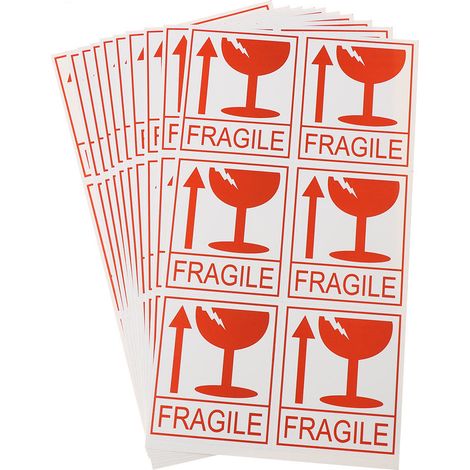 50 Etichette adesive FRAGILE, maneggiare con cura - 8x6cm (1/5)