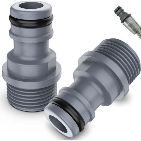Lot de 2 raccords de robinet G 1/2" / 20 mm - Raccord de tuyau d'arrosage - Raccord de tuyau 1/2" - Filetage extérieur pour robinet (1/5)