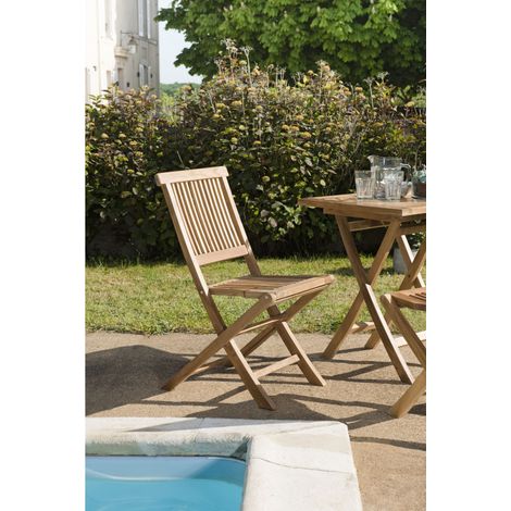 FUN - Ensemble de 2 chaises de jardin Java en bois Teck (1/5)