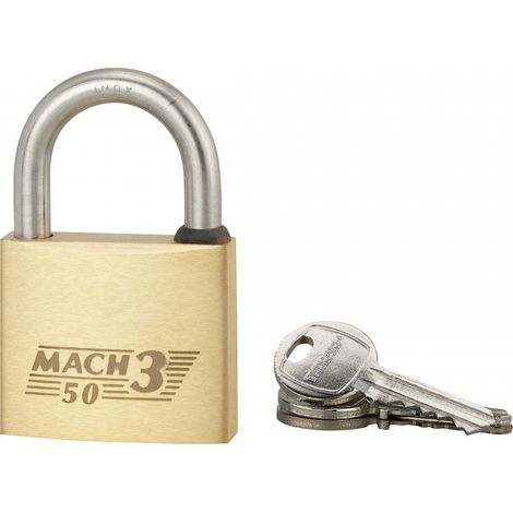 THIRARD - Cadenas à clé Mach 3, laiton, extérieur, anse acier, 50mm, 2 clés - THIRARD (1/3)
