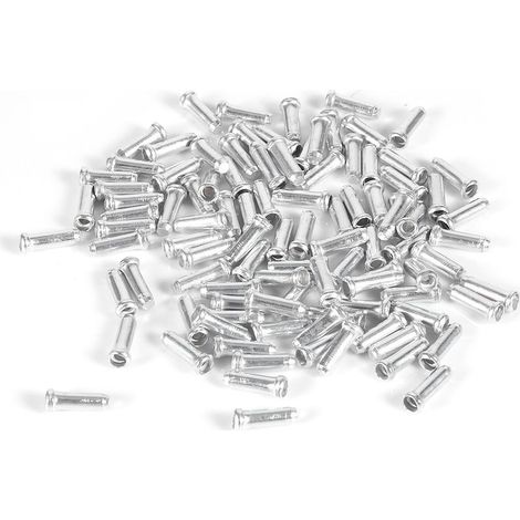 100 embouts de câble en aluminium 2,5 mm pour levier de vitesses et frein - Capsules d'extrémité argentées (1/5)