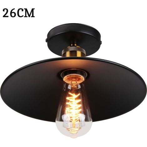 26cm Plafonnier Vintage Rétro E27 Lustre Suspension Luminaire pour Chambre Escalier Salon Noir (1/5)