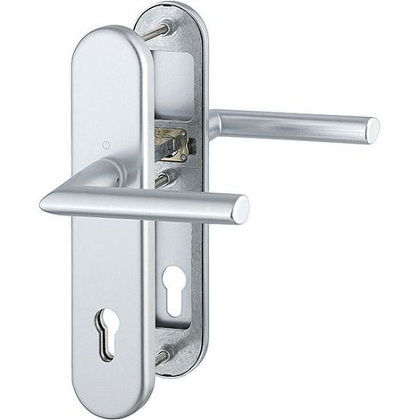 HOPPE® Schutz-Drückergarnitur mit Langschild Stockholm 1140/3331/3410, 10/92 mm, Aluminium, 3666369 (1/5)