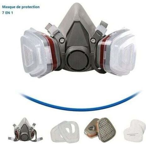 7-in-1-Schutzmaske, Malermaske, wiederverwendbar mit Staubfilter, Atemschutzmaske mit Filter für Sprühen, Lackieren, Bauarbeiten, Chemikalien, Heimwerken, Schleifen... DEBUNS (1/4)