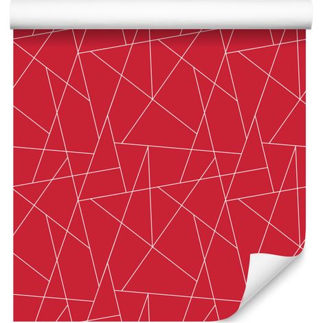 Carta da parati con motivo geometrico rosso, dettagli raffinati, 50x1000 cm (1/5)