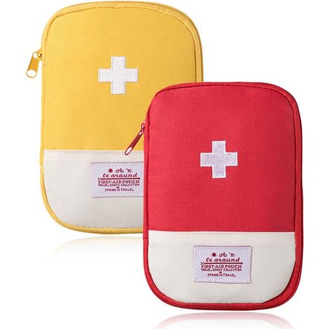 2 Pièces Mini Trousse Premier Secours Vide Sac de Médecine Portable Convient,le Camping(Jaune Rouge) (1/5)