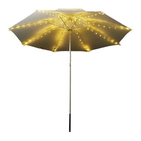 Lampe parasol à 8 réglages - Lampe parasol de terrasse - 104 LED - Étanche - Fonctionne sur piles (non incluses) - Lumière blanc chaud (1/2)