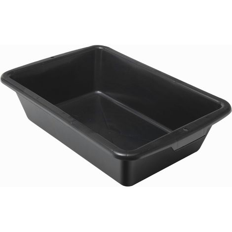 Mondelin – Auge de maçon en plastique 25L – Polyéthylène noir léger et robuste – Pour gâchage mortiers et colles – Poignées intégrées