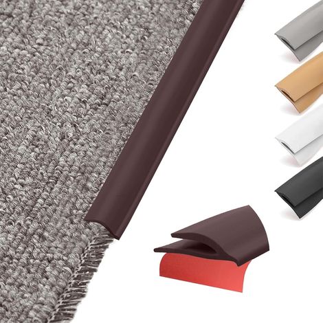 Profilé de transition flexible en PVC autocollant - Bord pour tapis et sol - Barre de transition découpable de tapis à carrelage, sol en vinyle, stratifié - Profilé de finition (café, 10 m) (1/5)
