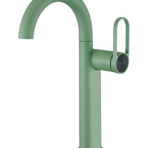 Bathroom faucet (green), single-handle basin mixer tap, hot and cold water, bathroom mixer tap, countertop mount (1/5)