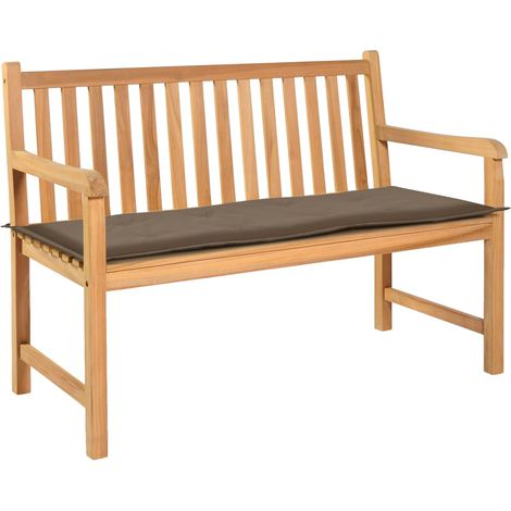 Cuscino per panca da giardino 100% poliestere impermeabile tortora 120 x 50 x 3 cm DEC021750