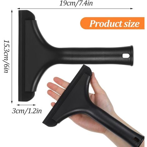 Raclette à vitres de voiture en silicone - Petite raclette de douche polyvalente pour fenêtre de voiture, miroir, verre, cuisine, salle de bain (noir) (1/4)