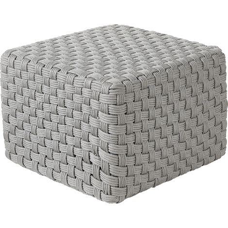 Puf otomana tejido a mano material sintético accesorios de jardín 50 x 50 cm gris Nalli (1/5)