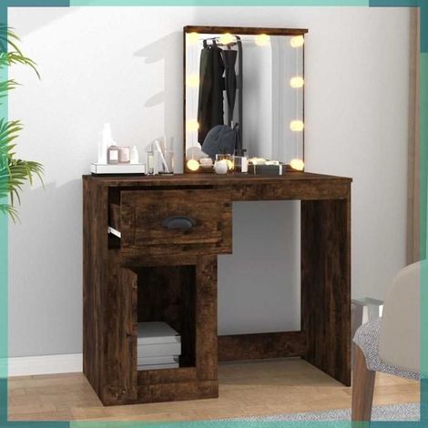 Coiffeuse - 816773 - chêne fumé - avec LED - 90 x 50 x 132,5 cm (1/5)