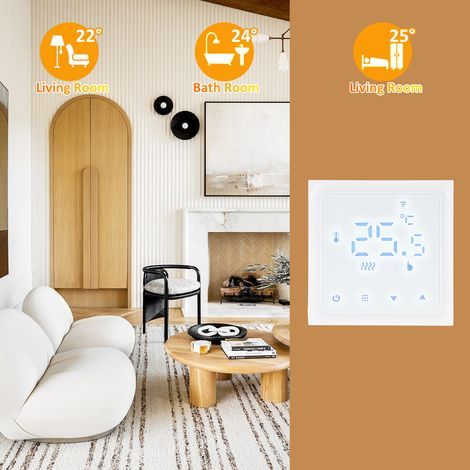 HY610-WIFI Thermostat de chauffage intelligent Contrôleur de température numérique Contrôle par application de téléphone portable Écran tactile LCD Antigel programmable hebdomadaire pour maison