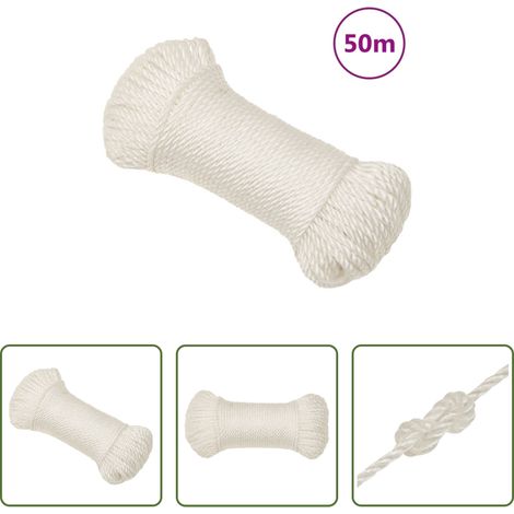 vidaXL Polypropylen - Arbeitsseil Weiß 3 mm 50 m Polypropylen (1/5)
