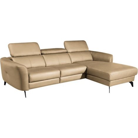 Canapé d'angle en cuir de luxe italien , 5 places BERTI, beige, angle droit (1/4)