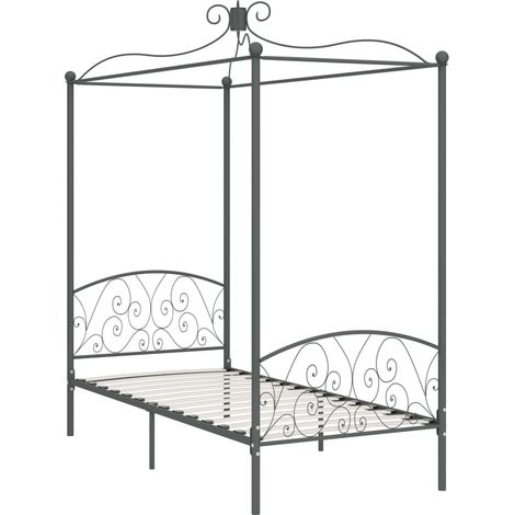 Maison Exclusive - Himmelbett-Gestell Grau Metall 100 x 200 cm