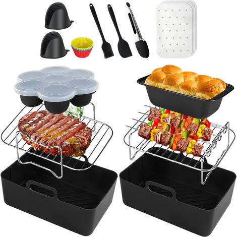 Accessoires pour friteuse à air chaud, ensemble de casseroles en silicone pour Ninja Dual Zone et autres friteuses à air chaud à double panier (1/5)