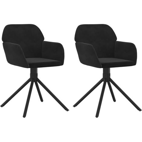 Lot de 2 chaises de salle à manger siège pivotant en velours noir et métal DEC025289