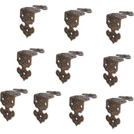 10 protège-coins décoratifs, laiton/bois, pour quincaillerie (1/5)